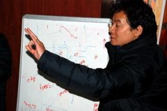 图)朱骏过足教练瘾 大冬天赛场边竟不穿袜子